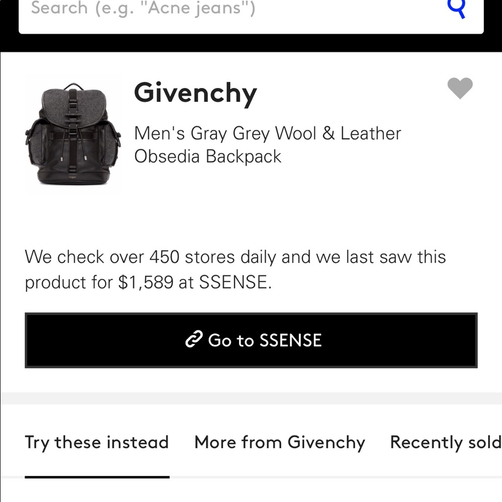 Givenchy grey leather & wool obsedia backpack RARE - Picture 4 of 4